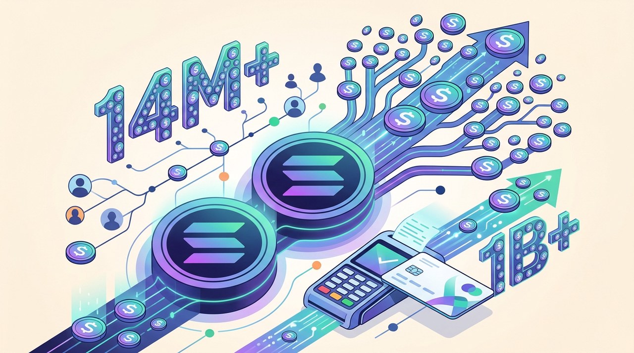 คนถือ Stablecoin บน Solana พุ่งทะลุ 14 ล้านกระเป๋า ยอดใช้จ่ายแตะ 1 พันล้านดอลลาร์